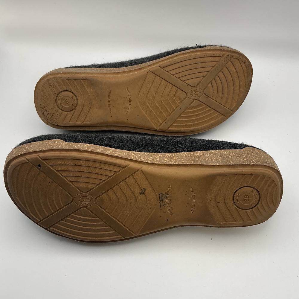 Taos Wooldridge Grey Wool Clogs Mules Made in Spain Women 39 EU 8 US - Picture 9 of 10
